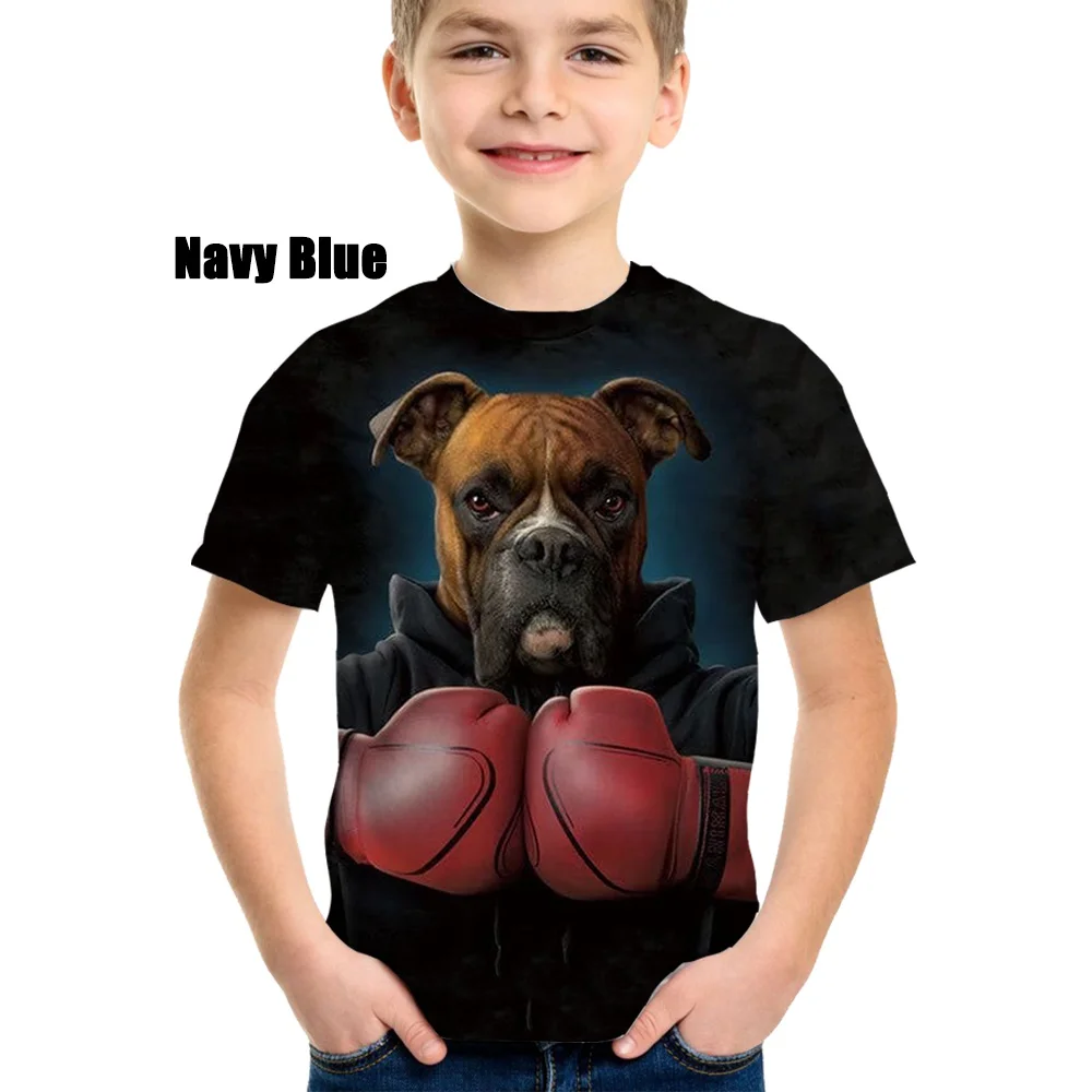 

Летняя Новинка, модная детская рубашка 3DT с забавной собакой, милые боксеры с принтом для мальчиков, удобный топ с коротким рукавом