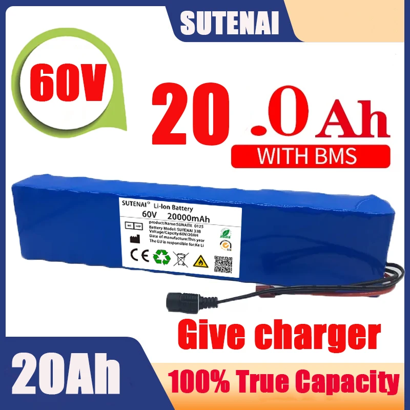 New Electric Bike 60V 100000mAH100Ah 16S2P 18650 Lithium Ion Battery Pack E-Bike Scooter With BMS + 67.2V Charger
New Electric Bike 60V 100000mAH100Ah 16S2P 18650 Lithium Ion Battery Pack E-Bike Scooter With BMS + 67.2V Charger