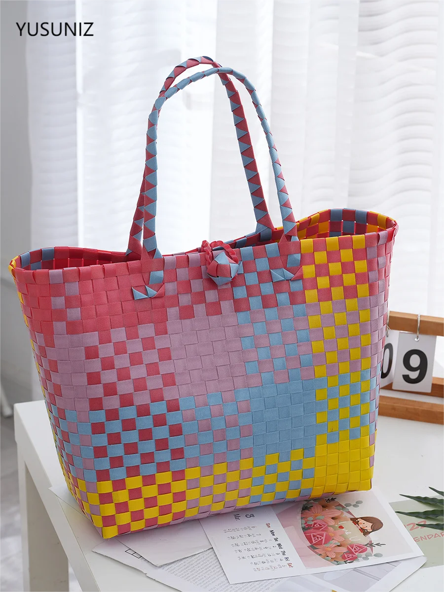 YUSUNIZ Colorful Large Capacity Tote Bag Handbag Personal Shoulder Woven Bag Portable Basket Bag Women's Bag Leisure Beach Bag
YUSUNIZ Colorful Large Capacity Tote Bag Handbag Personal Shoulder Woven Bag Portable Basket Bag Women's Bag Leisure Beach Bag