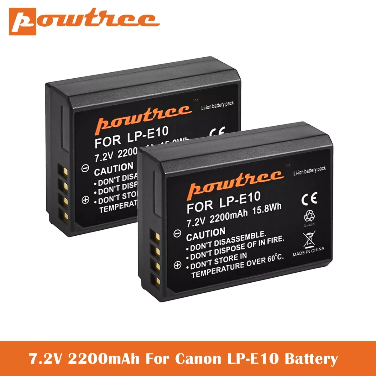 NEW 7.2V 2200mAh LP-E10 Batteries for Canon EOS Rebel T3, T5, T6, T7, Kiss X50, Kiss X70, EOS 1100D 1200D1300D 2000D Digital Cam
NEW 7.2V 2200mAh LP-E10 Batteries for Canon EOS Rebel T3, T5, T6, T7, Kiss X50, Kiss X70, EOS 1100D 1200D1300D 2000D Digital Cam