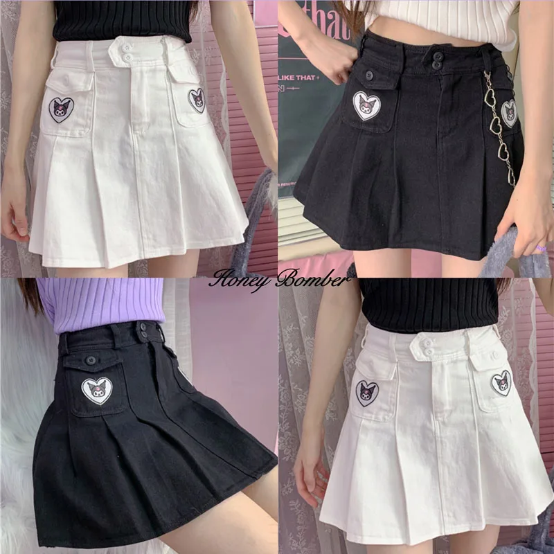 Kawaii My Melody Kuromi Cinnamoroll Sanrioed Аниме Вышивка высокой талией тонкая плиссированная джинсовая трапециевидная юбка женская летняя юбка
Kawaii My Melody Kuromi Cinnamoroll Sanrioed Аниме Вышивка высокой талией тонкая плиссированная джинсовая трапециевидная юбка женская летняя юбка