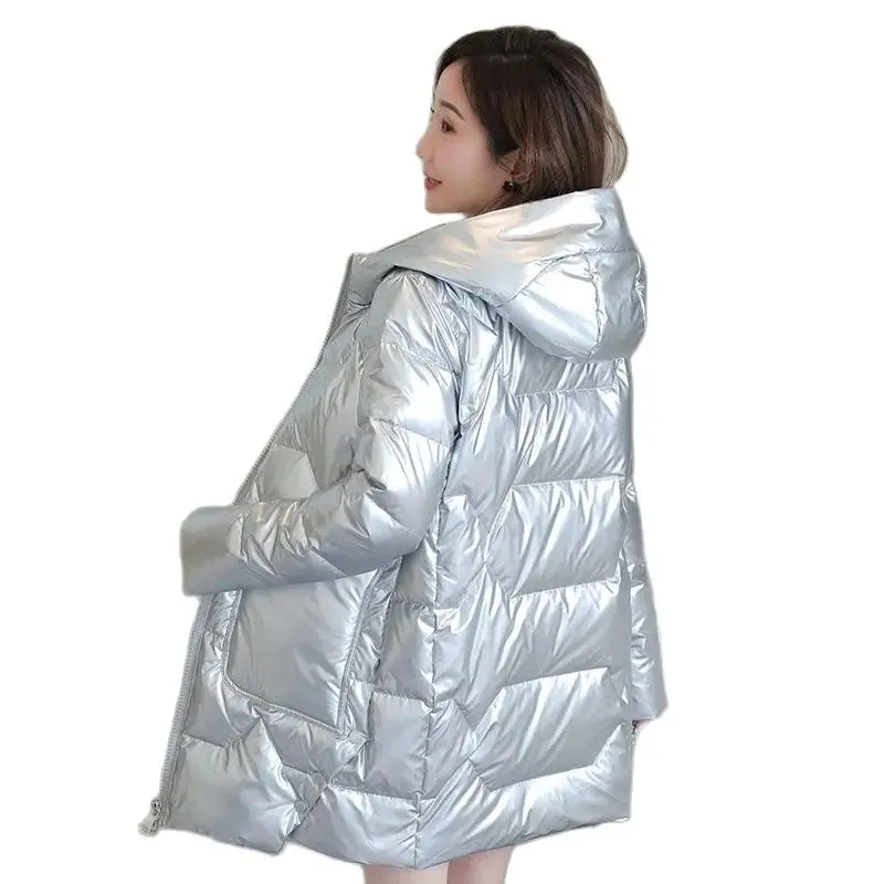 Down Padded Jackets Shiny Women's Parka Mid-length Coats 2022 Winter New Korean Loose Solid Fashion Thick Hooded Outwear Female
Down Padded Jackets Shiny Women's Parka Mid-length Coats 2022 Winter New Korean Loose Solid Fashion Thick Hooded Outwear Female