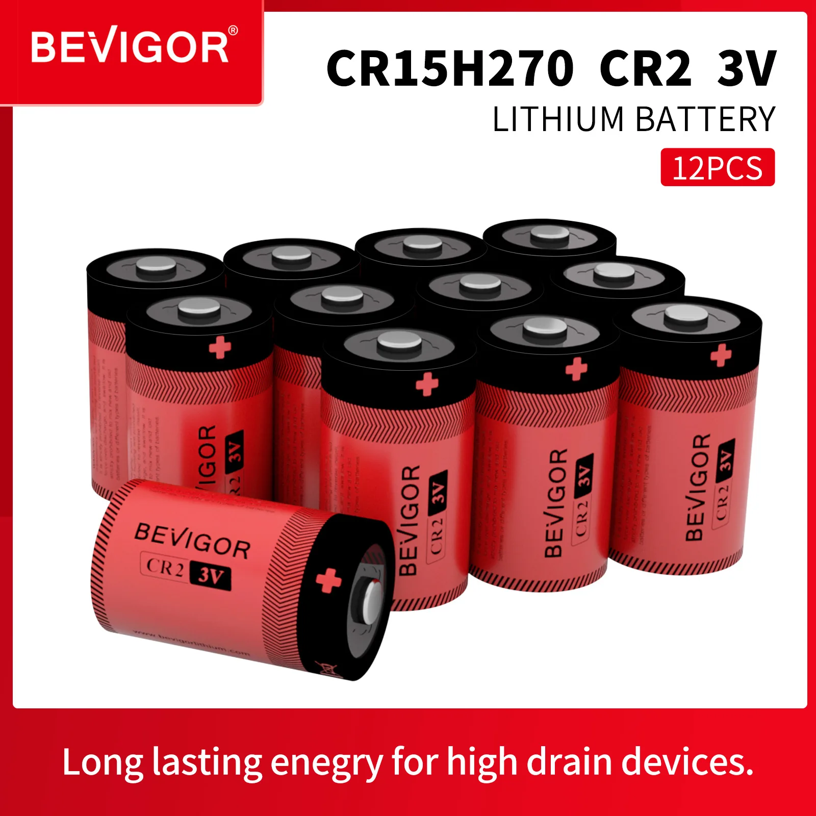 

BEVIGOR CR2 Lithium Battery 12Pack 3V 900mAh CR15H270 DLCR2 ELCR2 CR2 Lithium Batteries PTC Protected for Digital Cameras