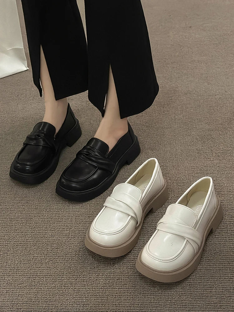 Туфли женские с круглым носком, удобные и элегантные повседневные кроссовки, лоферы с мехом, универсальные оксфорды, без застежки