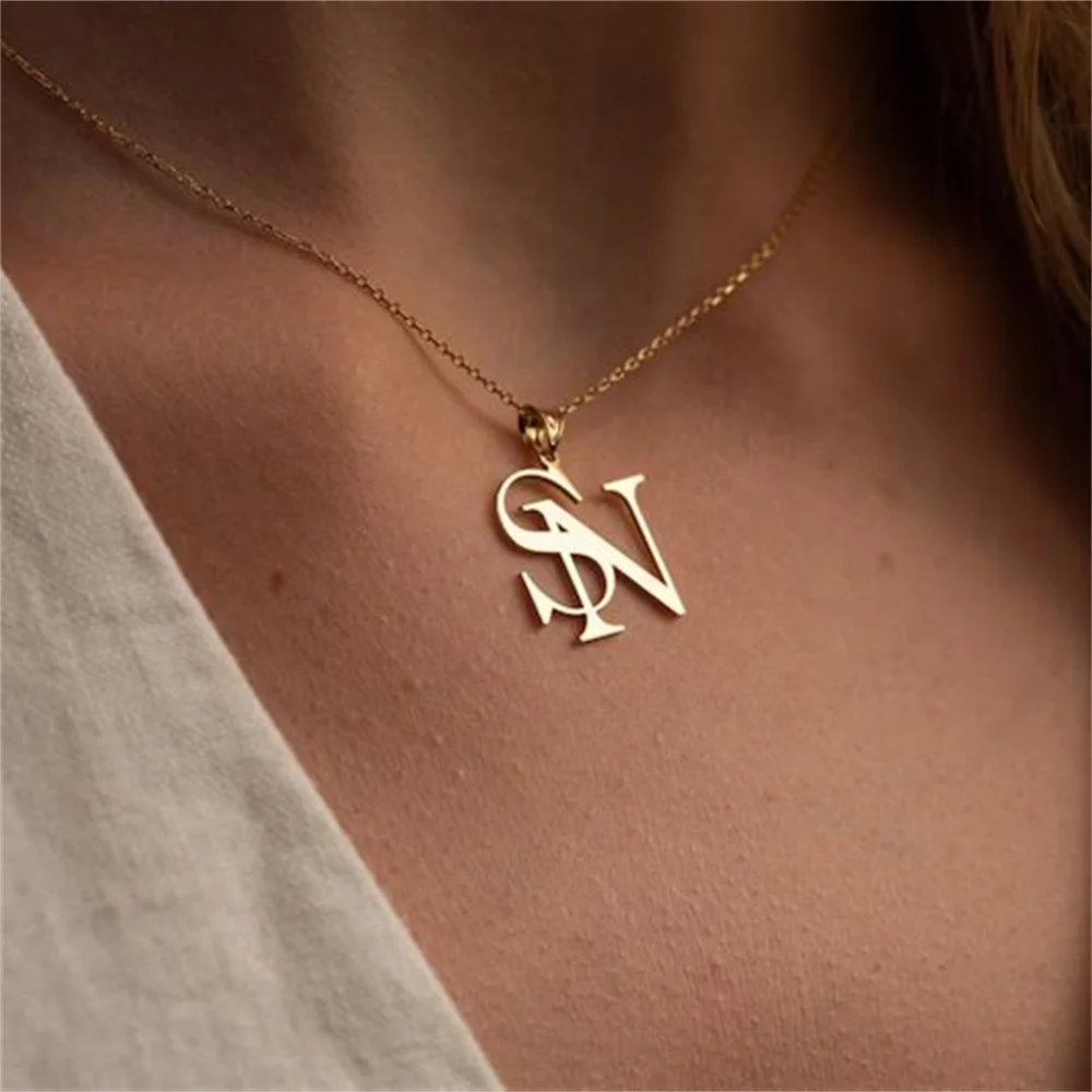 Custom Two Letter Necklace Two Initials Necklace Double Letter Pendant Couple Necklace Stainless Steel Chain for Women Gift
Custom Two Letter Necklace Two Initials Necklace Double Letter Pendant Couple Necklace Stainless Steel Chain for Women Gift