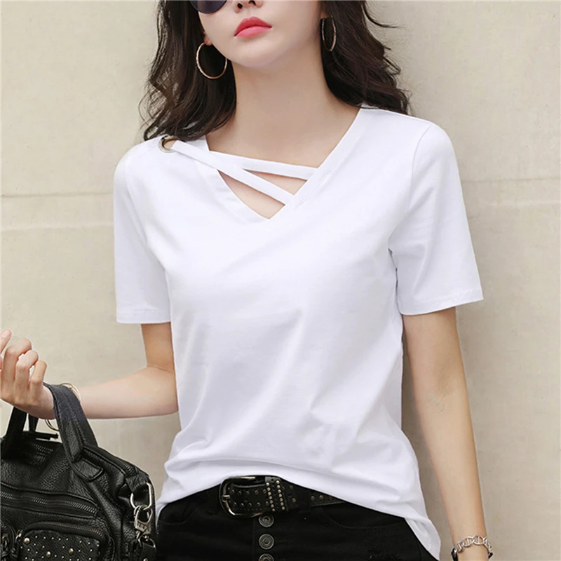 Short sleeve T-shirt Women's new Summer 2022 white V-neck top Korean version loose casual T-shirt
Short sleeve T-shirt Women's new Summer 2022 white V-neck top Korean version loose casual T-shirt