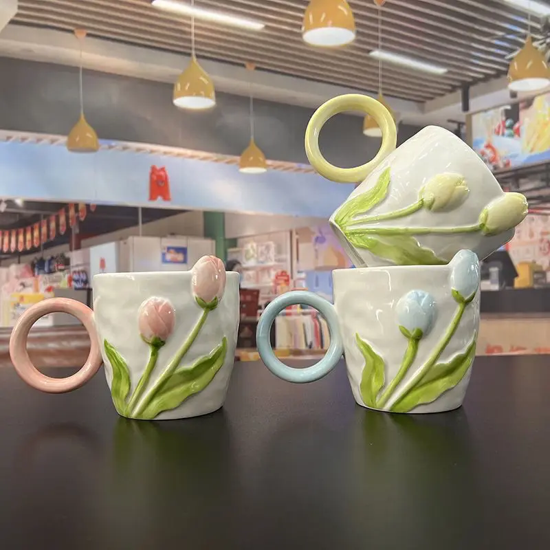 INS small fresh tulip mug girl heart student high value office mug home ceramic water cup
INS small fresh tulip mug girl heart student high value office mug home ceramic water cup