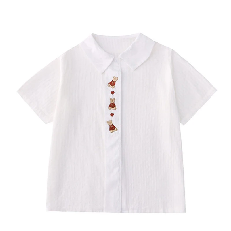 Bebobsons2022 Summer New Cartoon Embroidered Short Sleeve Shirt Women's White Single Breasted Top Chemise Femme
Bebobsons2022 Summer New Cartoon Embroidered Short Sleeve Shirt Women's White Single Breasted Top Chemise Femme