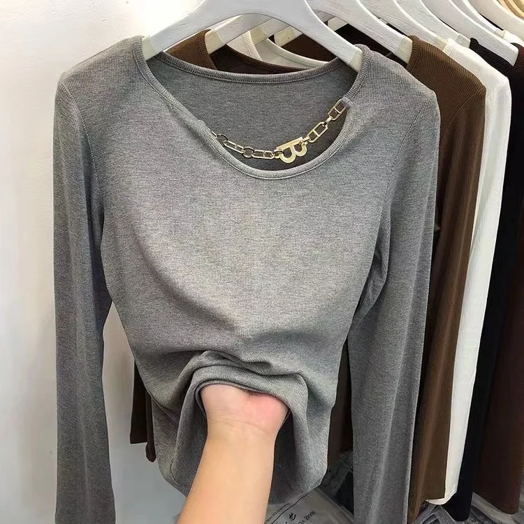 Chain Long Sleeve T-shirt Women's TOP Autumn 2022 New Korean Version Slim Female Tops Harajuku Bling Sexy Clothes
Chain Long Sleeve T-shirt Women's TOP Autumn 2022 New Korean Version Slim Female Tops Harajuku Bling Sexy Clothes