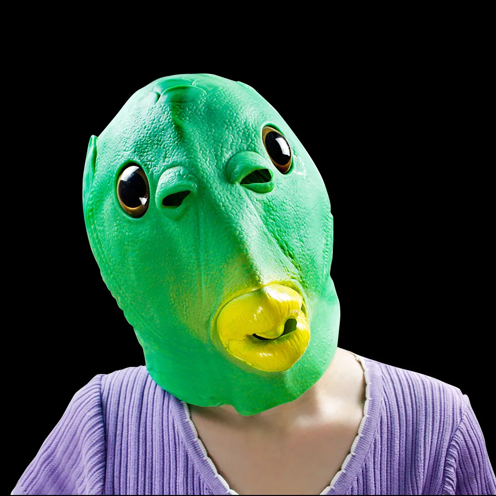 Funny Animal Mask, Green Fishman Head Cover, Rubber Party Helmet, Animal Headwear Props
Funny Animal Mask, Green Fishman Head Cover, Rubber Party Helmet, Animal Headwear Props