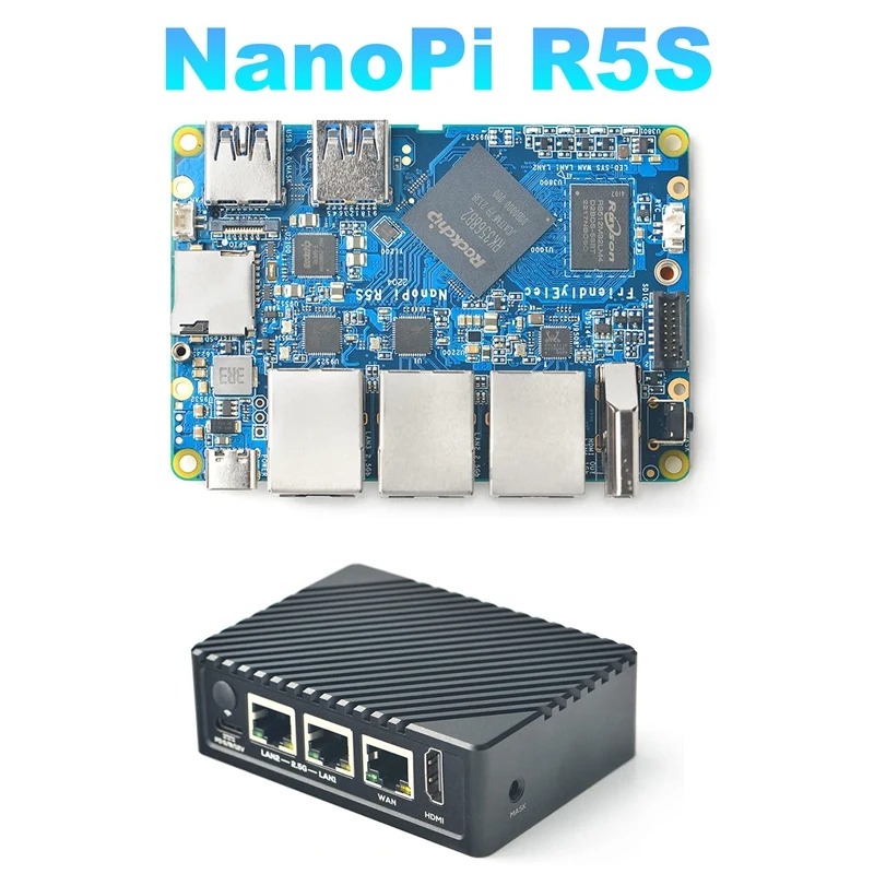 

Nanopi R5S Router A55 RK3568 Development Board Openwrt HDMI-Compatible 2.0 2.5G Gigabit Network Port Mini Router