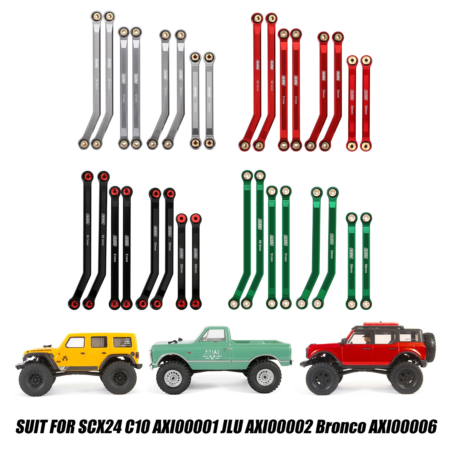 INJORA 8PCS 4 Links Set High Clearance for 1/24 RC Crawler LWB 133.7mm Axial SCX24 JEEP JLU AXI00001 C10 AXI00002 Ford Bronco
INJORA 8PCS 4 Links Set High Clearance for 1/24 RC Crawler LWB 133.7mm Axial SCX24 JEEP JLU AXI00001 C10 AXI00002 Ford Bronco