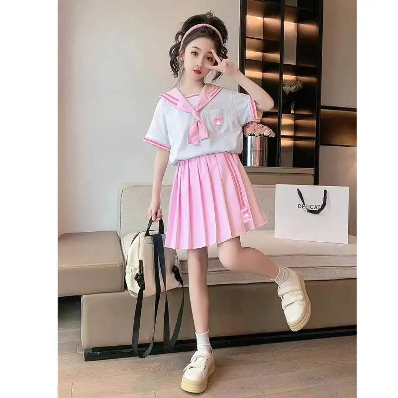 Kawaii Sanrio Kuromi Cinnmoroall Cotton Navy Collar Children's Short Sleeve Skirt Girl Heart My Meldoy Pleated Skirt Suit
Kawaii Sanrio Kuromi Cinnmoroall Cotton Navy Collar Children's Short Sleeve Skirt Girl Heart My Meldoy Pleated Skirt Suit