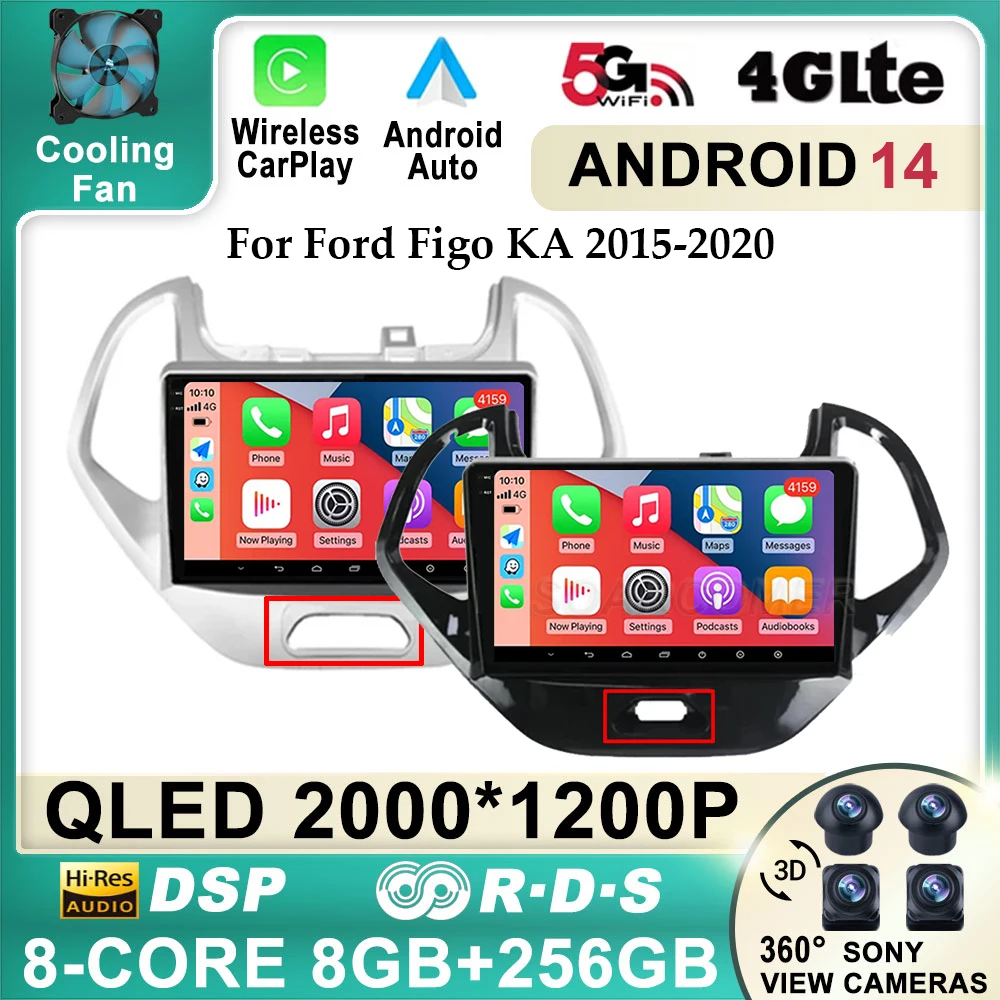Android 14 для Ford FIGO KA 2015 2016 2017 2018 автомобильное радио мультимедийный плеер навигация