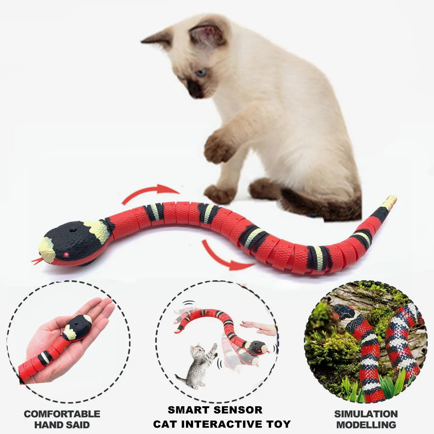 Smart Sensing Snake Cat Toys Automatic Electric Cat Interactive Toys USB Charging Smart Pet Toys for Kitten Dogs Cat Accessories
Smart Sensing Snake Cat Toys Automatic Electric Cat Interactive Toys USB Charging Smart Pet Toys for Kitten Dogs Cat Accessories