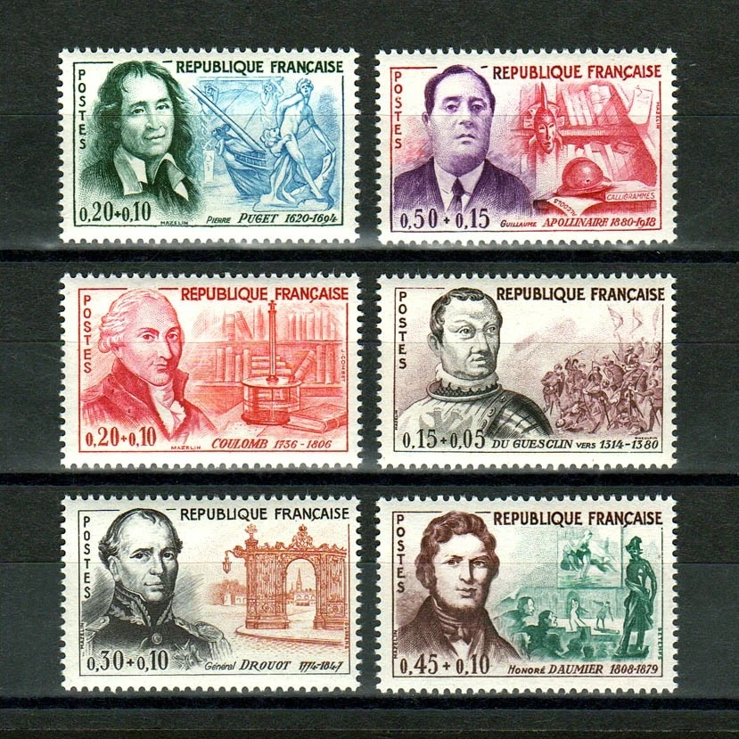 6Pcs/Set New France Post Stamp 1961 Historical Celebrities Poets Painters Engraving Postage Stamps MNH
6Pcs/Set New France Post Stamp 1961 Historical Celebrities Poets Painters Engraving Postage Stamps MNH
