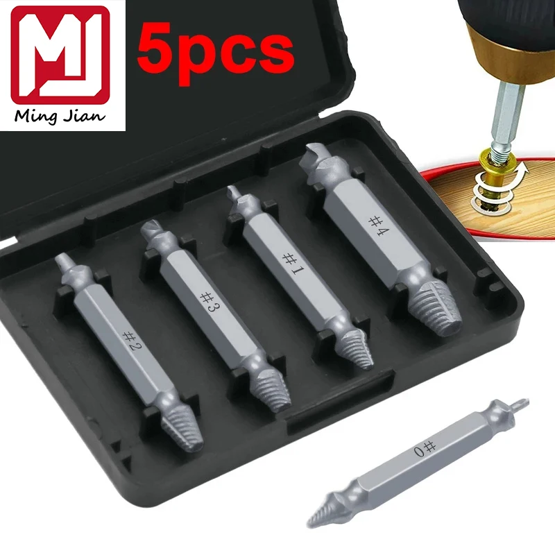 5pcs/set Damaged Screw Extractor Drill Bits Guide Set Broken Speed Out Easy out Bolt Stud Stripped Screw Remover Tool
5pcs/set Damaged Screw Extractor Drill Bits Guide Set Broken Speed Out Easy out Bolt Stud Stripped Screw Remover Tool