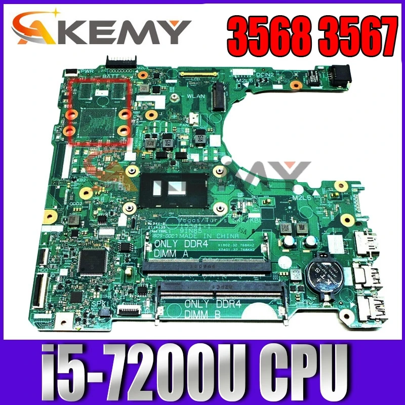 Материнская плата для ноутбука DELL 3568 3567 с процессором SR2ZU i5-7200 DDR4 15341-1 91N85 CN-0DKK57 0DKK57 DKK57 системная плата 100% протестирована
Материнская плата для ноутбука DELL 3568 3567 с процессором SR2ZU i5-7200 DDR4 15341-1 91N85 CN-0DKK57 0DKK57 DKK57 системная плата 100% протестирована