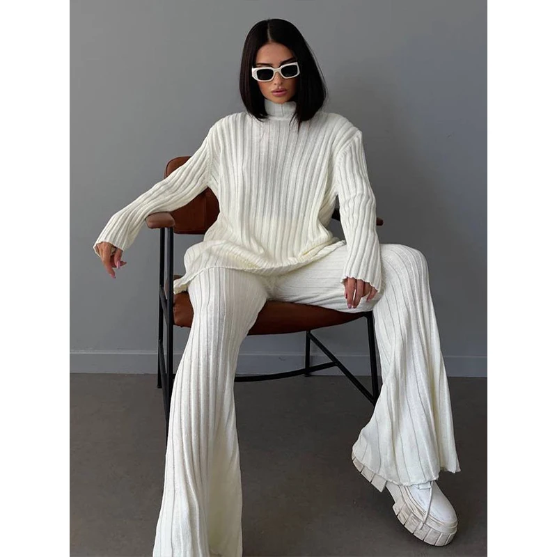 Elegant Women Thicken Fleece Sweater and Elastic Pencil Pant 2 Piece Sets Winter Casual Solid Knit Pullover+Wide Leg Pant Suits
Elegant Women Thicken Fleece Sweater and Elastic Pencil Pant 2 Piece Sets Winter Casual Solid Knit Pullover+Wide Leg Pant Suits