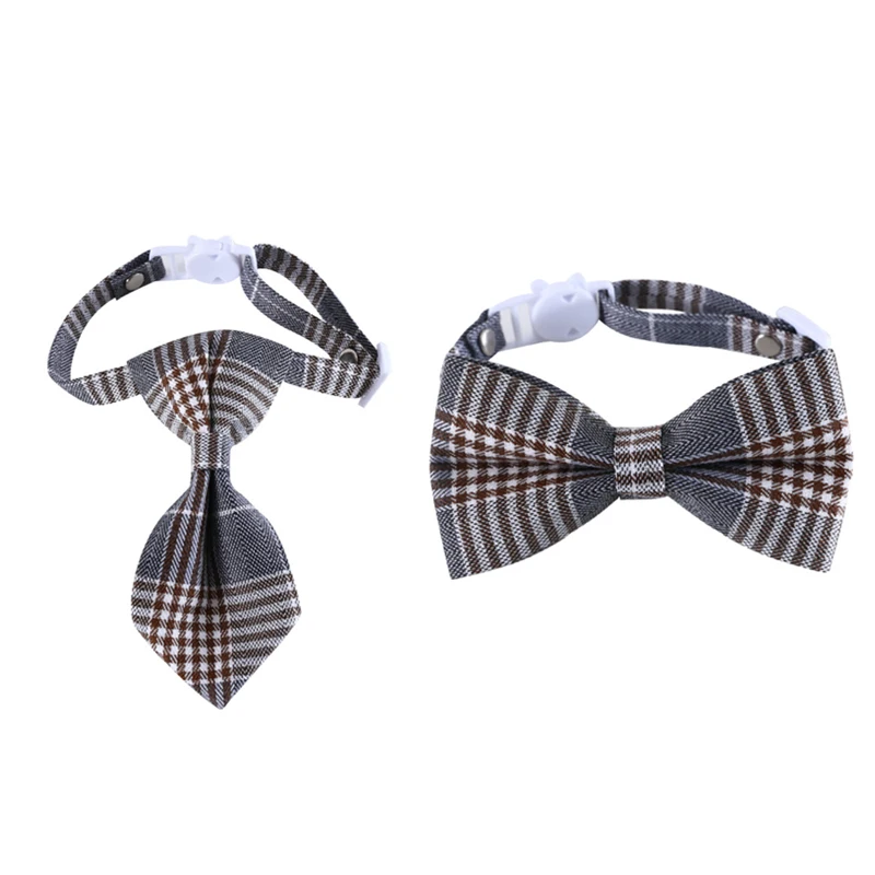 

Plaid Bowknot Pets Cat Collars Adjustable Puppy Chihuahua Necklace Safety Buckle Kitten Bow Tie Rabbit Necktie