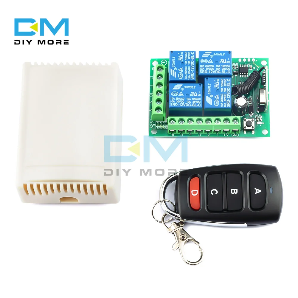 433MHz 315MHz Wireless Remote Control Switch DC12V 4CH Relay Receiver Module RF Switch for Gate Garage Opener
433MHz 315MHz Wireless Remote Control Switch DC12V 4CH Relay Receiver Module RF Switch for Gate Garage Opener