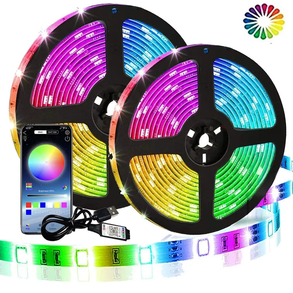 RGB LED Lights Strip 5050 Bluetooth Control USB 5V White Flexible Lamp Tape Diode Festival Fita Bedroom Tira Luces TV Desk Luz
RGB LED Lights Strip 5050 Bluetooth Control USB 5V White Flexible Lamp Tape Diode Festival Fita Bedroom Tira Luces TV Desk Luz