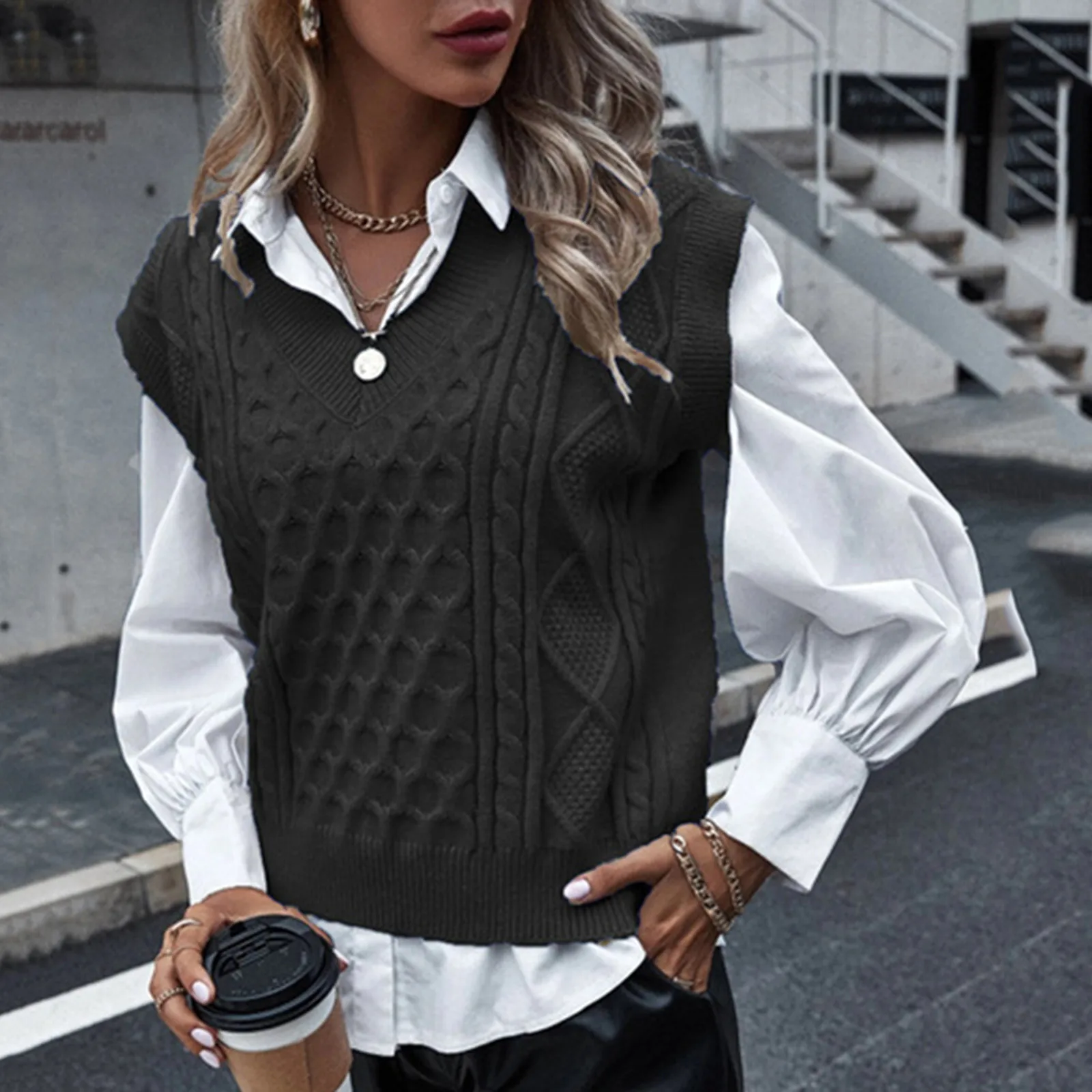 Women Sweater Vest Sleeveless V-Neck Retro Knit Vest Vintage Tops Korean Fashion Women'S Sweater Autumn Clothing Pull Femme
Women Sweater Vest Sleeveless V-Neck Retro Knit Vest Vintage Tops Korean Fashion Women'S Sweater Autumn Clothing Pull Femme