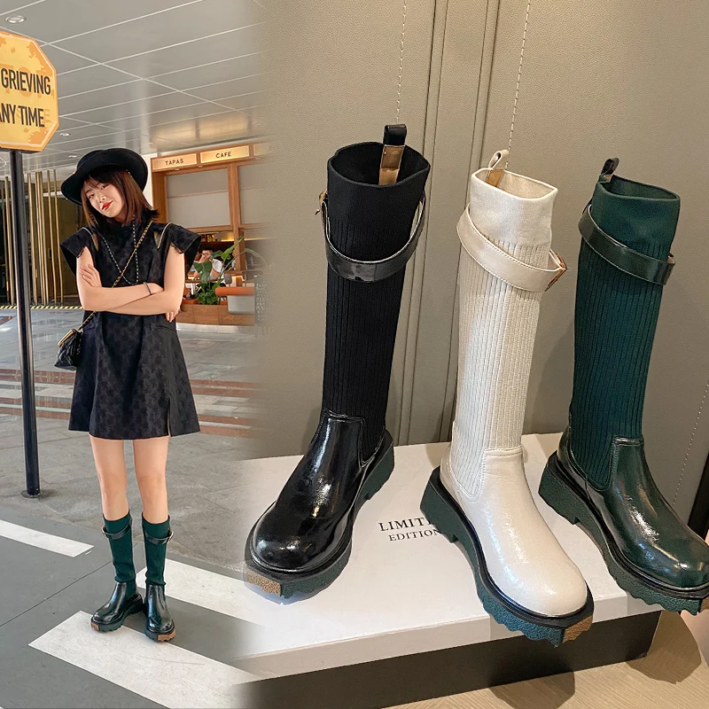Autumn and winter Women knee-high boots natural leather 22-25cmcowhide+knitted modern boots buckle flying woven skinny boots
Autumn and winter Women knee-high boots natural leather 22-25cmcowhide+knitted modern boots buckle flying woven skinny boots