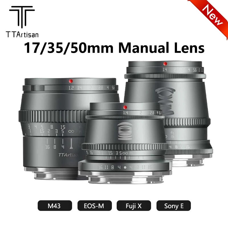 TTArtisan 17mm F1.4 35mm F1.4 50mm F1.2 Camera Lens for SONY E FUJI X Canon M Panasonic Olympus M43 Mount Limited Version Set 
TTArtisan 17mm F1.4 35mm F1.4 50mm F1.2 Camera Lens for SONY E FUJI X Canon M Panasonic Olympus M43 Mount Limited Version Set