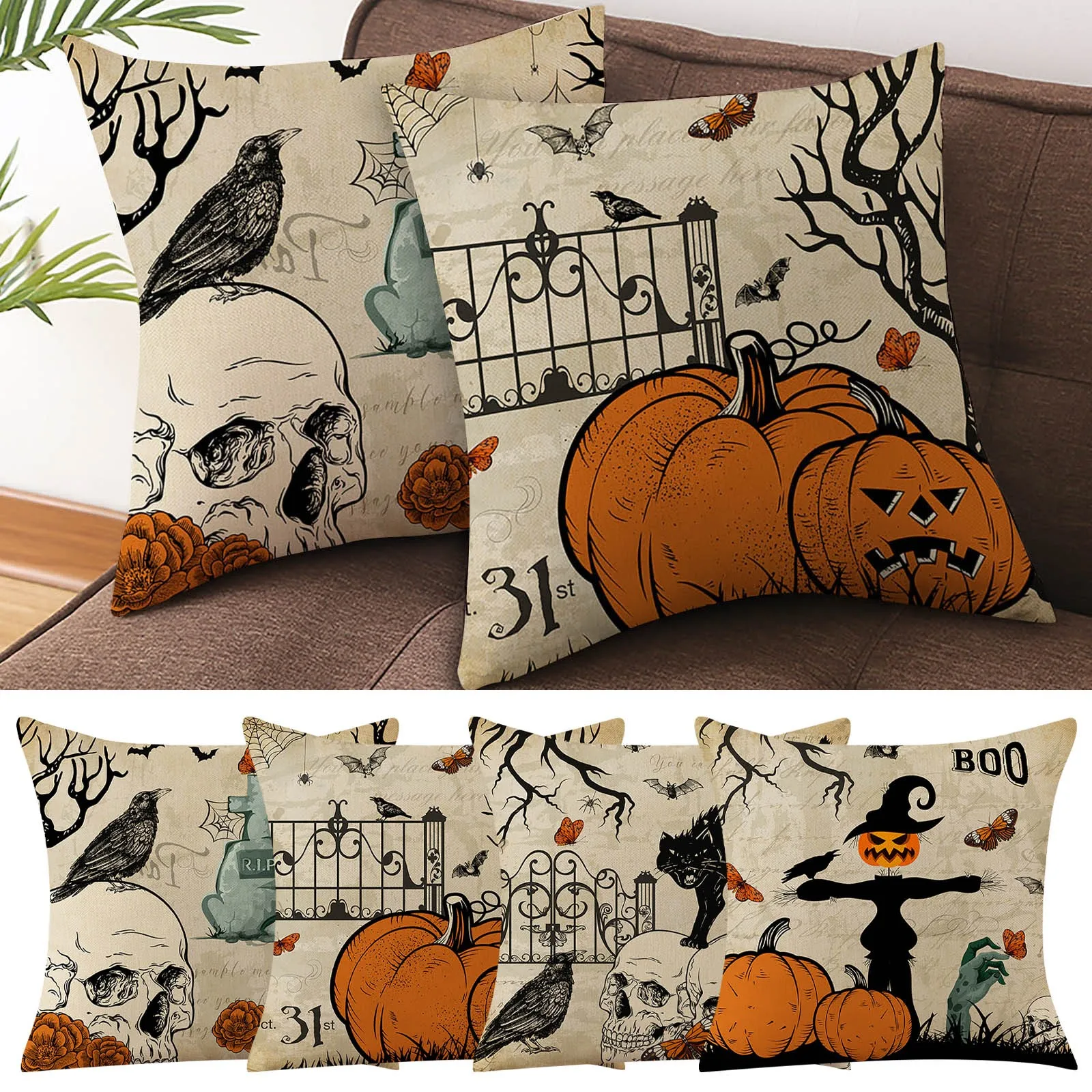 Halloween Decorations Pumpkin Letters Cushion Cover Linen Pillowcase Farmhouse Home Decor Pillow Cover for Couch
Halloween Decorations Pumpkin Letters Cushion Cover Linen Pillowcase Farmhouse Home Decor Pillow Cover for Couch