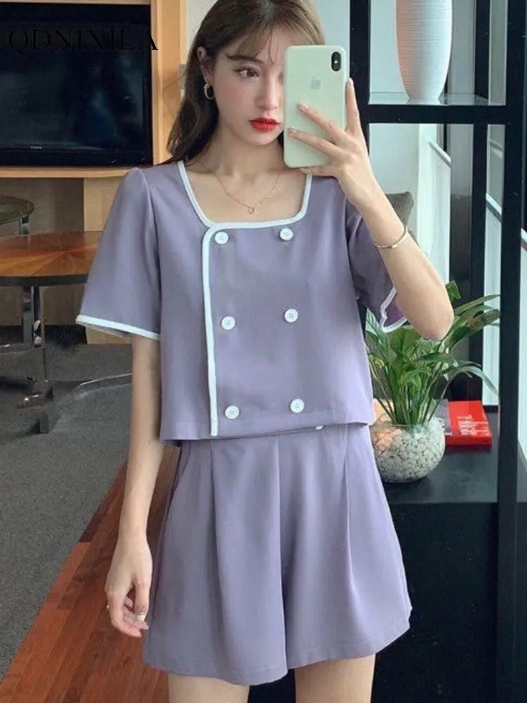 2023 Women's Summer Suits New Chic and Elegant Casual Square Collar Top Hight Waist Wide Leg Shorts Korean Fashion Two-piece Set
2023 Women's Summer Suits New Chic and Elegant Casual Square Collar Top Hight Waist Wide Leg Shorts Korean Fashion Two-piece Set