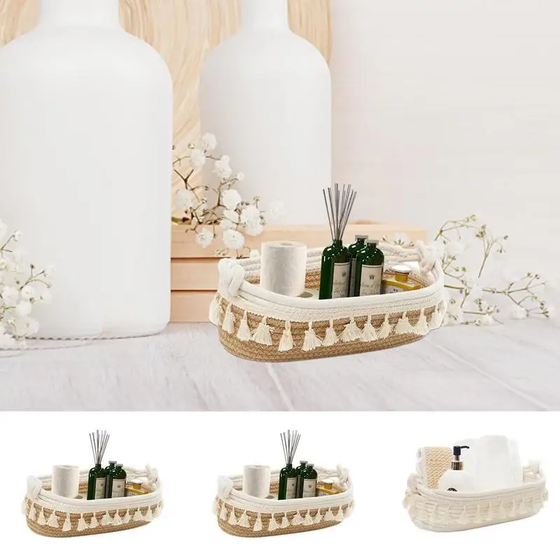 Woven Nordic Cotton Rope Storage Baskets Small Tassel Rectangle Organizer Desktop Sundries Organize Basket Key Cosmetics Storage
Woven Nordic Cotton Rope Storage Baskets Small Tassel Rectangle Organizer Desktop Sundries Organize Basket Key Cosmetics Storage