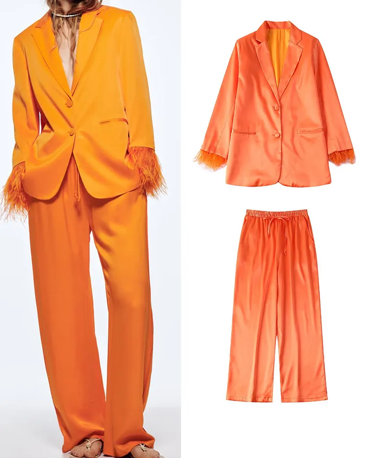 2022 Women Fashion Feather Blazer Suit Sets Two Pcs Office Outfits Jacket Drawstring Long Pant Basic Long Sleeve Outwear
2022 Women Fashion Feather Blazer Suit Sets Two Pcs Office Outfits Jacket Drawstring Long Pant Basic Long Sleeve Outwear