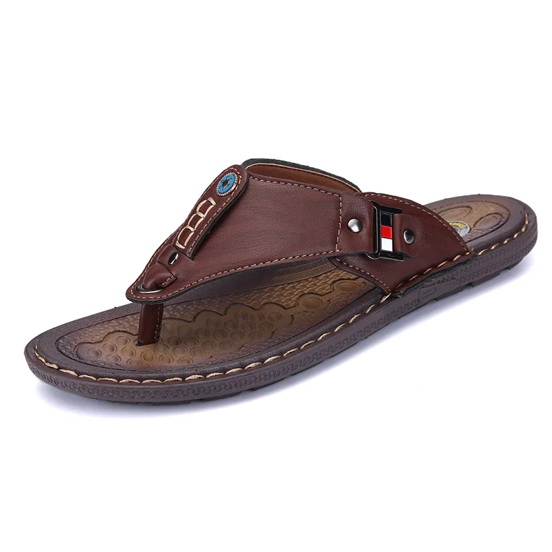 Summer Men Brand Flip Flops Breathable Beach Slippers Fashion Handmade Leather Non-Slip Sandals Casual Massage Insoles Shoes
Summer Men Brand Flip Flops Breathable Beach Slippers Fashion Handmade Leather Non-Slip Sandals Casual Massage Insoles Shoes