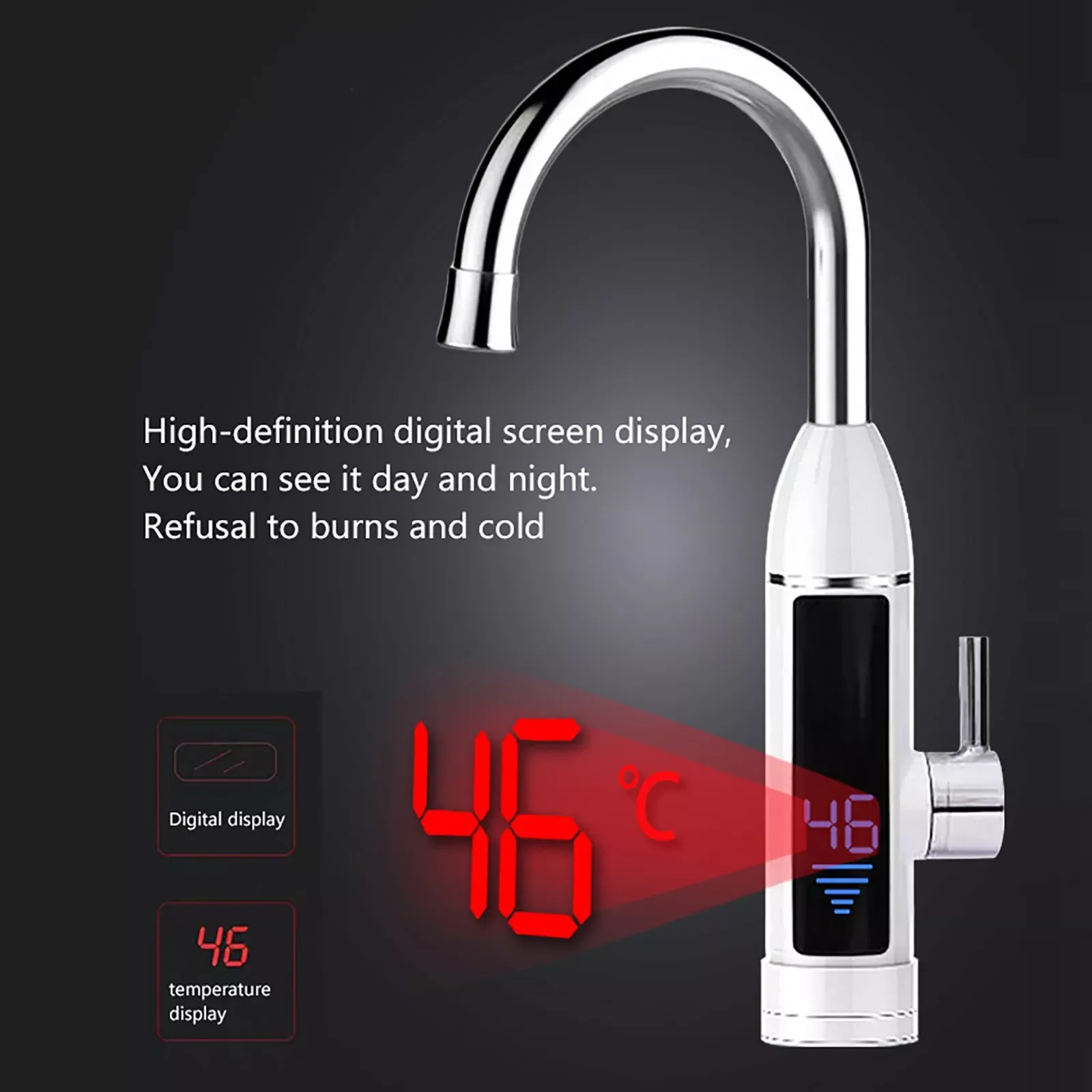 Electric Water Tap Faucet Instantaneous Water Heater Kitchen Bathroom Basin Sink Fitting Led Temperature Display Cold Heating
Electric Water Tap Faucet Instantaneous Water Heater Kitchen Bathroom Basin Sink Fitting Led Temperature Display Cold Heating
