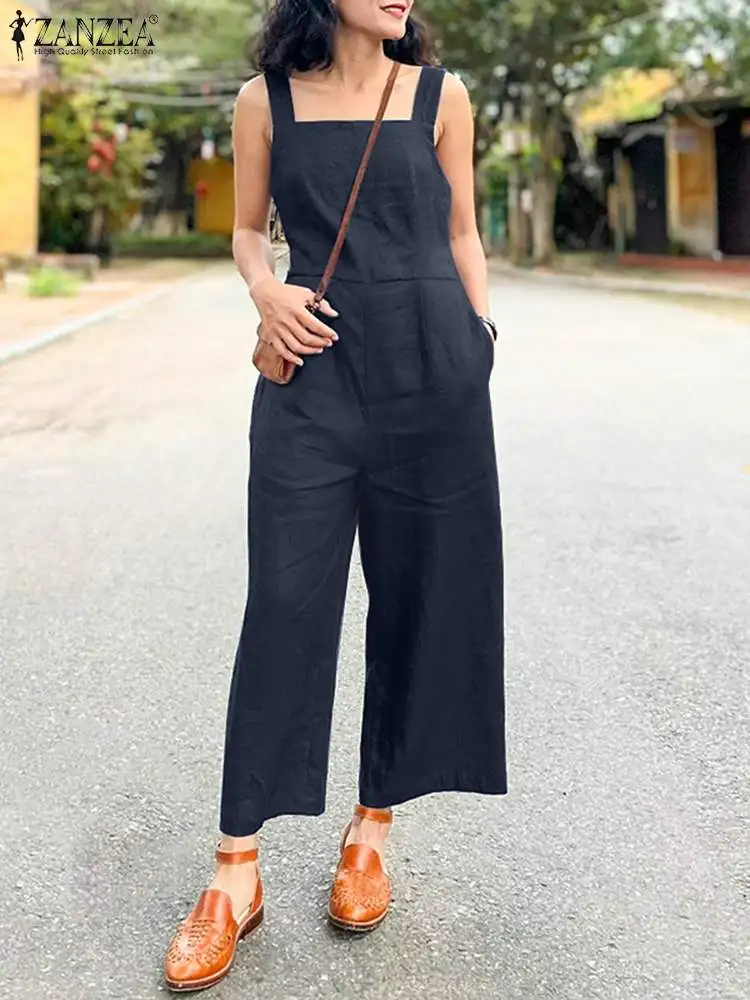 Fashion Women Straps Overalls 2022 ZANZEA Summer Solid Loose Rompers Casual Holiday Playsuits Female Oversize Wide Leg Jumpsuits
Fashion Women Straps Overalls 2022 ZANZEA Summer Solid Loose Rompers Casual Holiday Playsuits Female Oversize Wide Leg Jumpsuits