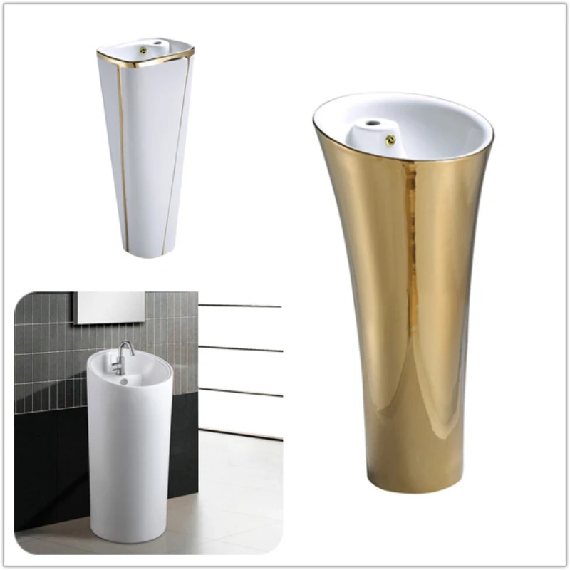 Floor Standing Hand Wash Bath Sink Basins Unique Fancy Trendy Pedestal Bathroom gold sink Wash Basin Price
Floor Standing Hand Wash Bath Sink Basins Unique Fancy Trendy Pedestal Bathroom gold sink Wash Basin Price