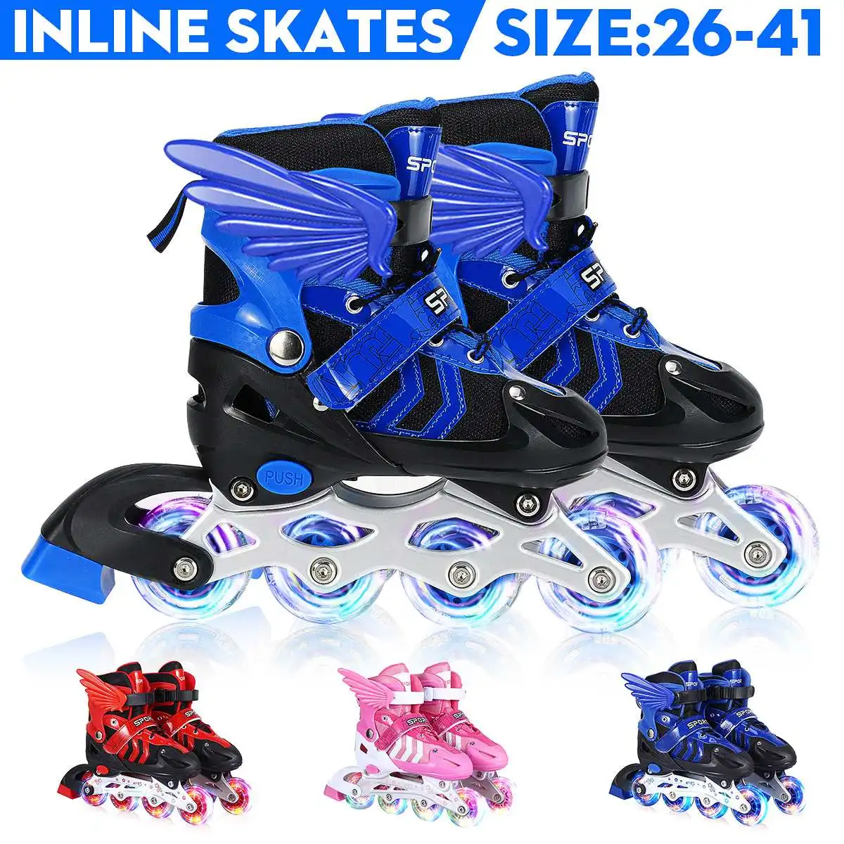 Children Inline Skates 4 wheels Roller Skates Boy's Girl's Child Full Set Kids Skates Combo Set Flash Silent Skates Shoes Gift
Children Inline Skates 4 wheels Roller Skates Boy's Girl's Child Full Set Kids Skates Combo Set Flash Silent Skates Shoes Gift