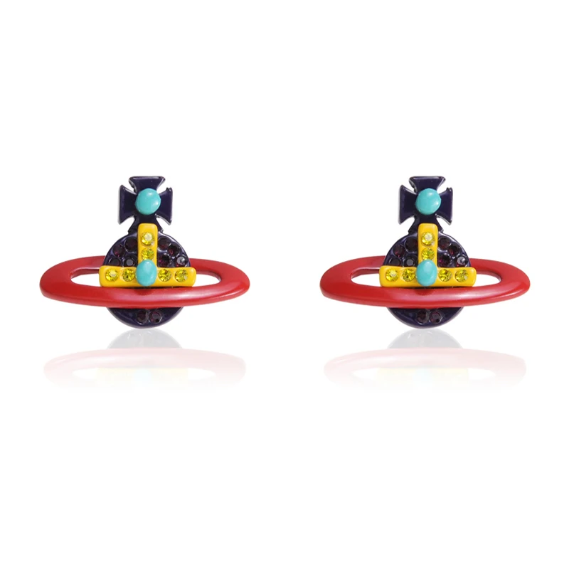Vivienne West Queen Color Paint Small Saturn Stud Earrings For Fashion Women Jewelry Punk Style Ins Same Earrings Couple Gift
Vivienne West Queen Color Paint Small Saturn Stud Earrings For Fashion Women Jewelry Punk Style Ins Same Earrings Couple Gift