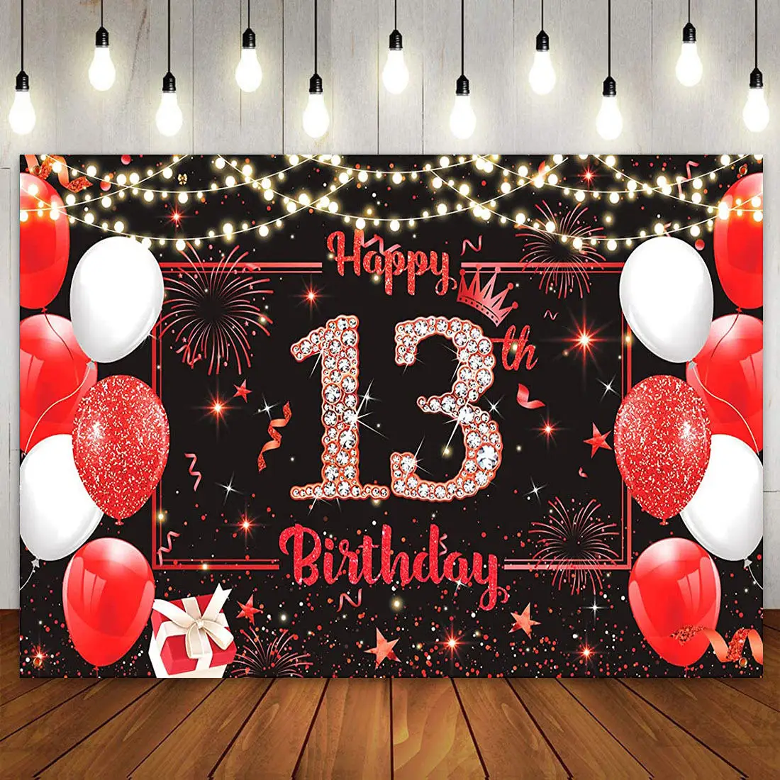 Happy 13th Birthday Party Decoration Backdrop Banner 13 Years Old Red Black Balloon Diamonds Photography Background for Girls
Happy 13th Birthday Party Decoration Backdrop Banner 13 Years Old Red Black Balloon Diamonds Photography Background for Girls