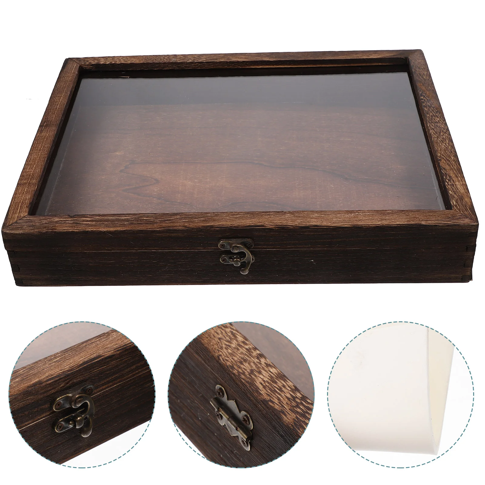

Case Display Box Specimen Frame Wooden Wood Shadow Grey Medals Picture A4 Memory Bank Jewelry Storage Keepsake Organizer Exhibit
