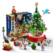 Building Blocks Bricks DIY Christmas Tree Music Box Potted Bouquet Home Decoration Desktop Ornament Girl Gift Childrens Toys