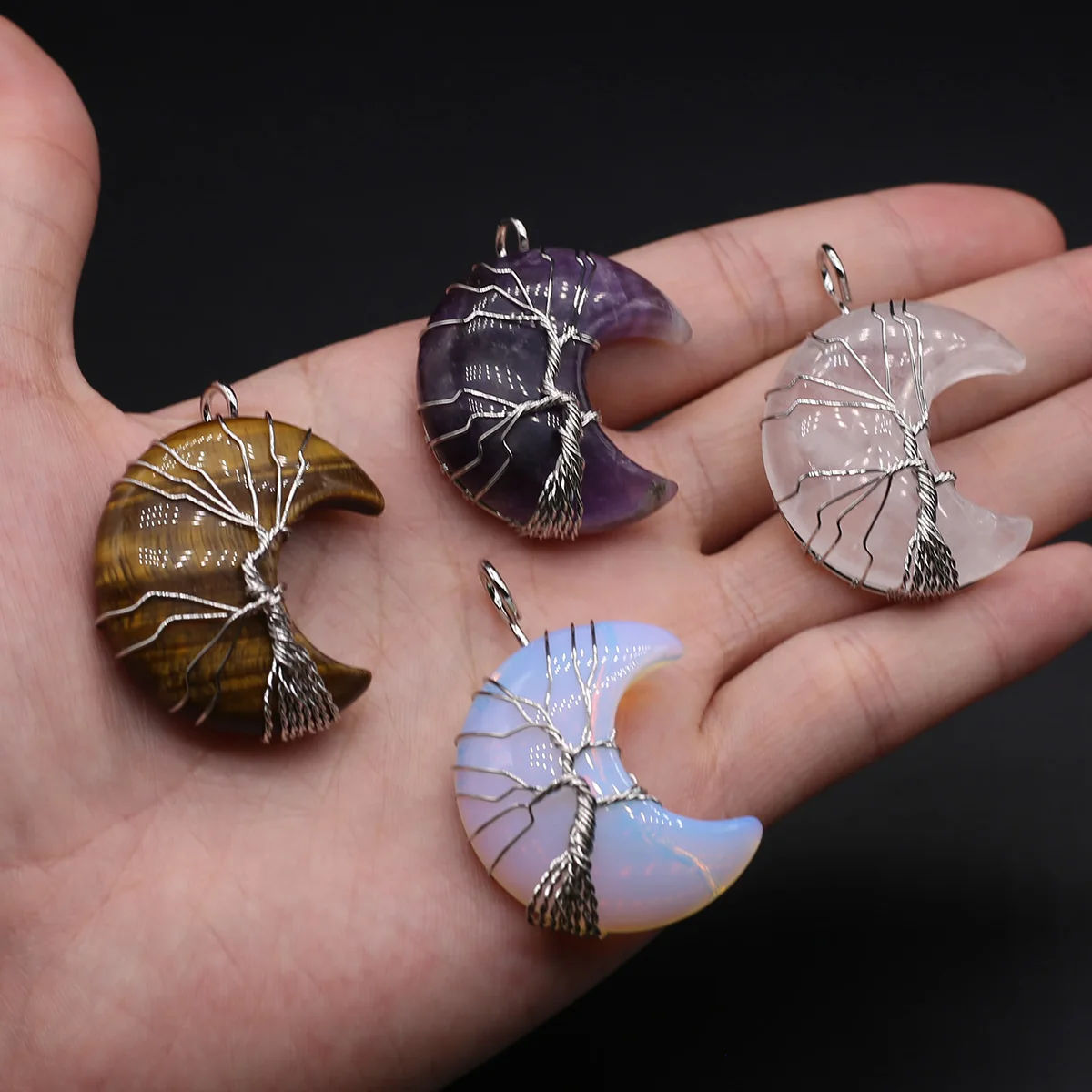 Natural Stone Quartzs Pendants Moon Shape Amethysts Tiger Eye for Jewelry Making DIY Women Necklace Party Gifts
Natural Stone Quartzs Pendants Moon Shape Amethysts Tiger Eye for Jewelry Making DIY Women Necklace Party Gifts