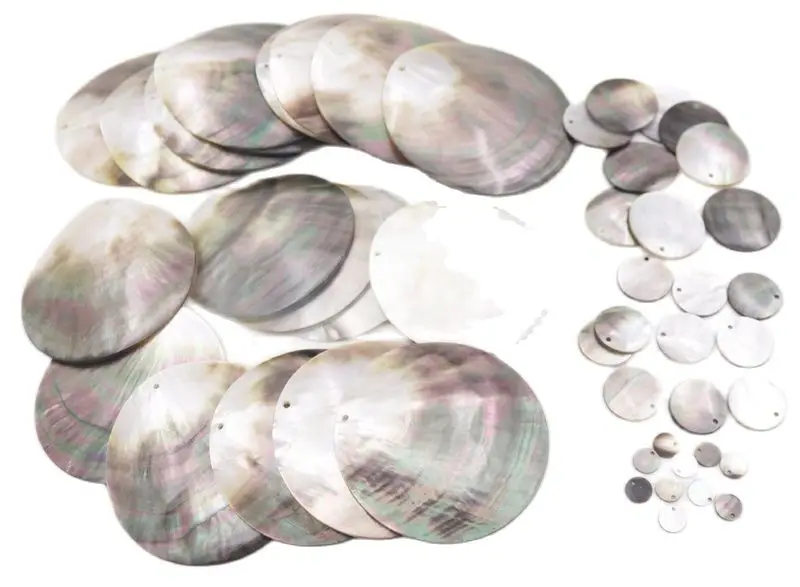 

10 pcs 1cm 2cm 3cm 4cm 5cm 6cm 7cm round Coin shell Top hole natural black mother of pearl choose size