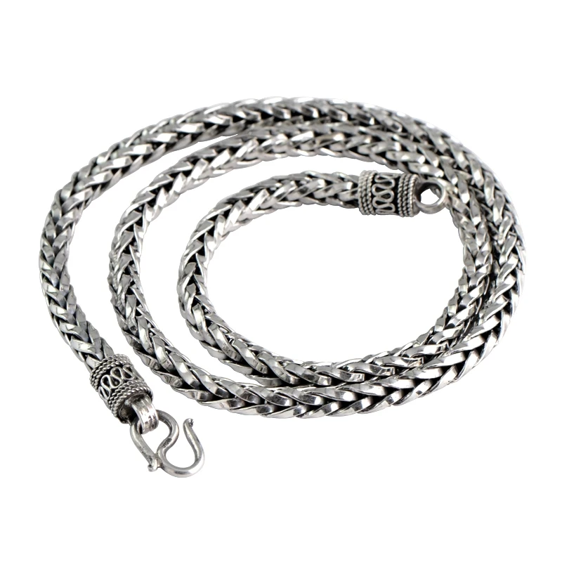 Real Pure S925 Sterling Silver Chain Men Gift Width 4mm Round Braided Rope Necklace 49g /55cm
Real Pure S925 Sterling Silver Chain Men Gift Width 4mm Round Braided Rope Necklace 49g /55cm