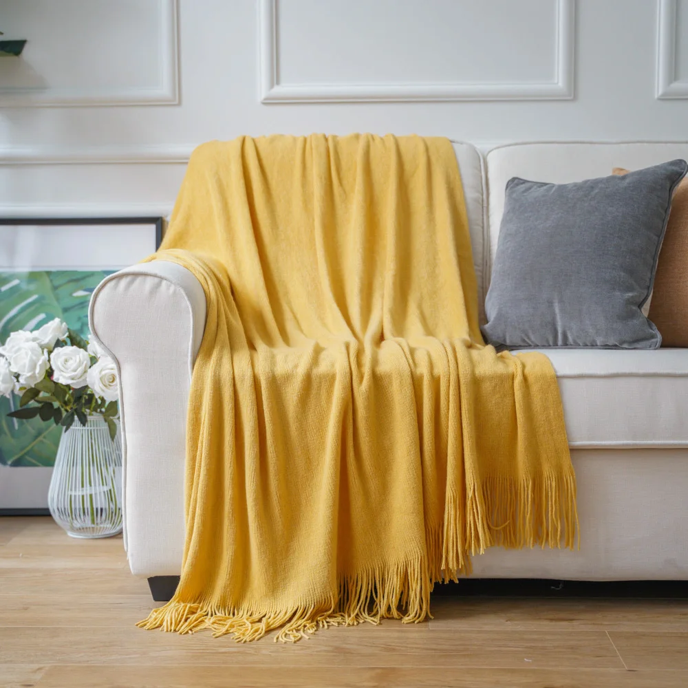 Solid Blanket Cross Woven Couch Throw Knitted Blanket with Decorative Fringe Lightweight for Bed or Sofa Decorative
Solid Blanket Cross Woven Couch Throw Knitted Blanket with Decorative Fringe Lightweight for Bed or Sofa Decorative