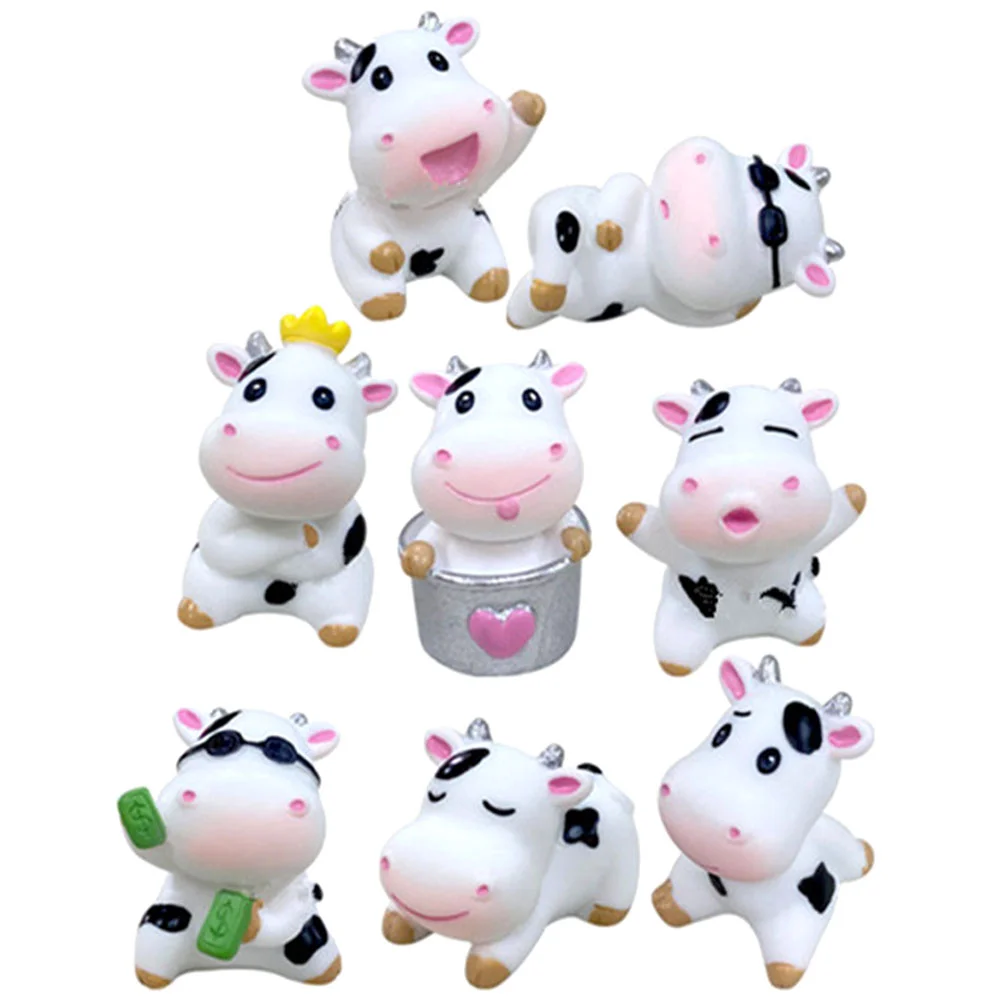 

Cow Miniature Animals Figurines Cake Mini Toppers Decorations Animal Figures Fairy Cupcake Toys Decoration Statues Farm Potted