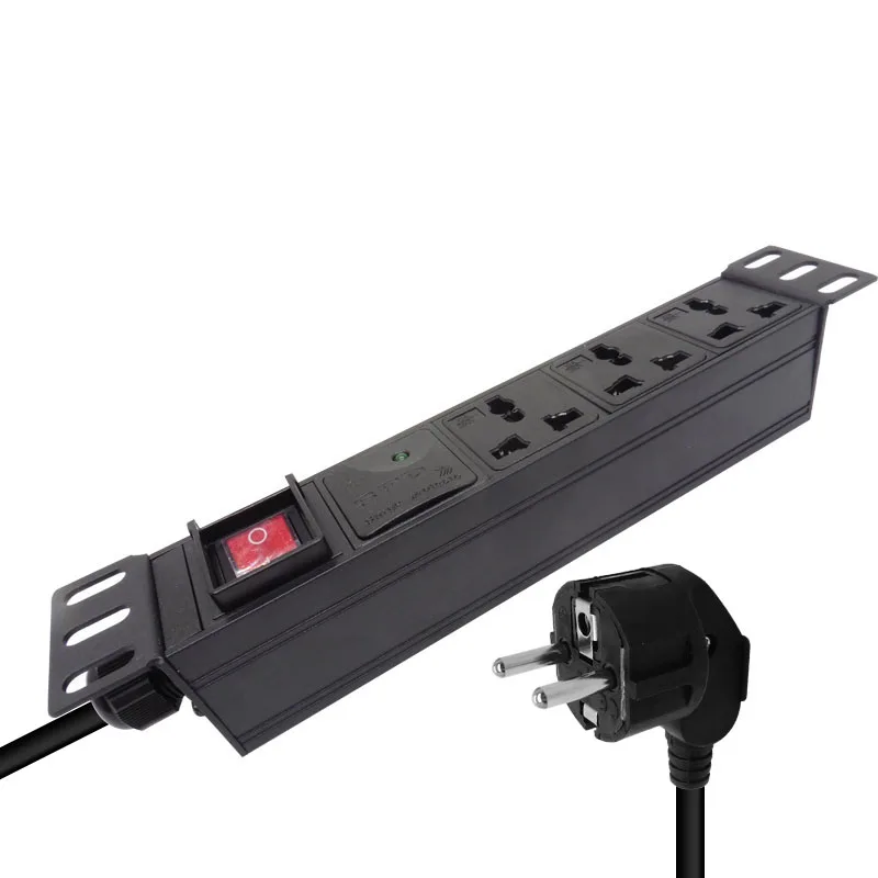 

Power Strip 1U 3 Unit PDU Network Cabinet Rack Aluminum alloy Lightning protection module Universal Socket 16A 3500W