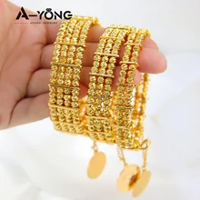 AYONG Women Bead Cuff Bangles 21k Gold Plated Dubai Middle East Multi Layer Bracelets Punk Luxury Vintage Wedding Party Parts