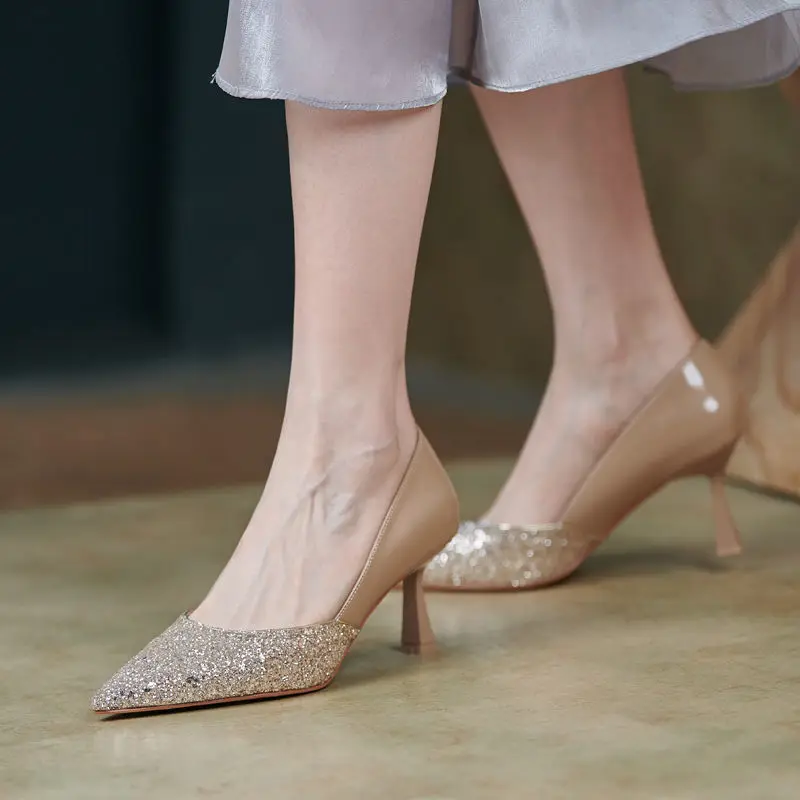 Sexy Elegant Bride Wedding Shoes Pointed Shallow Mouth Silver High Heels Fashion Thin Heels Sequin Single Shoe Party Dress Pumps
Sexy Elegant Bride Wedding Shoes Pointed Shallow Mouth Silver High Heels Fashion Thin Heels Sequin Single Shoe Party Dress Pumps